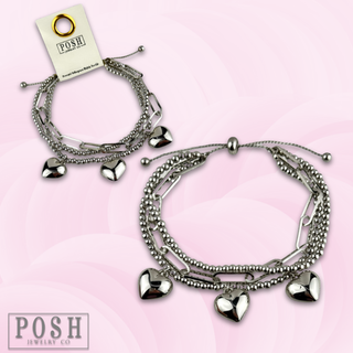 Heart charm slide bracelet
