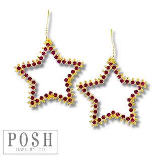 Rhinestone open star earring - LC
