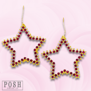 Rhinestone open star earring - LC