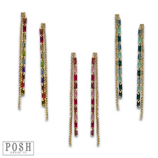 Rhinestone chain earring - LC
