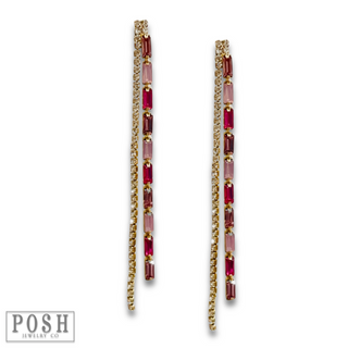 Rhinestone chain earring - LC
