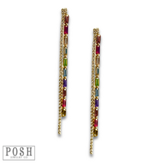 Rhinestone chain earring - LC