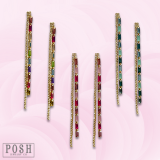 Rhinestone chain earring - LC