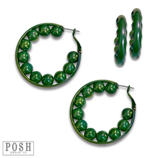 Iridescent hoop earring with beads - LC