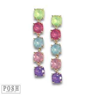 Square rhinestone drop earring - LC
