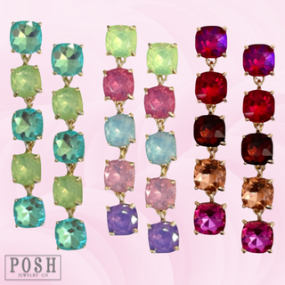 Square rhinestone drop earring - LC