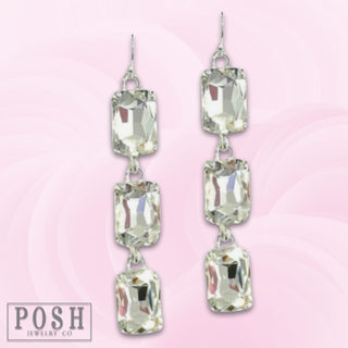 Rectangle rhinestone drop earring - LC