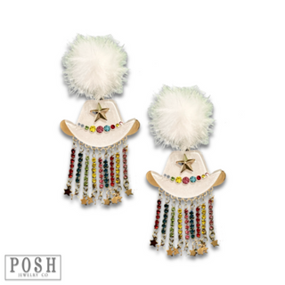 Cowboy hat rhinestone earring - LC