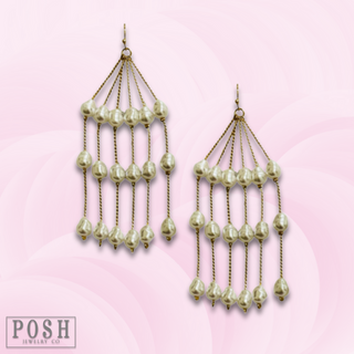 Chain and pearl fringe earring - LC