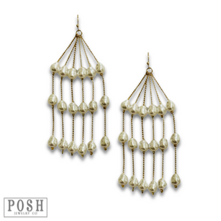 Chain and pearl fringe earring - LC