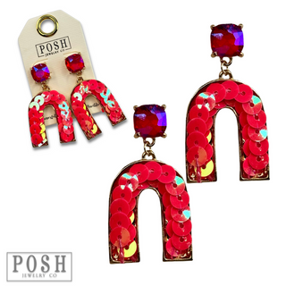 Sequin arch rhinestone earring, last call