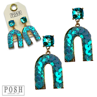 Sequin arch rhinestone earring, last call