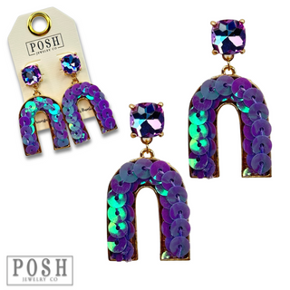 Sequin arch rhinestone earring, last call
