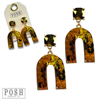 Sequin arch rhinestone earring, last call