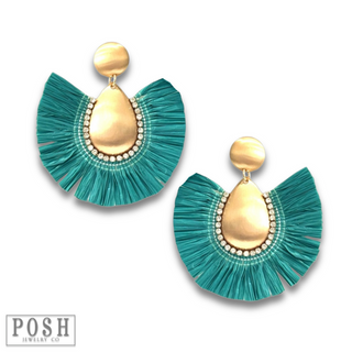 Raffia fan earring - LC