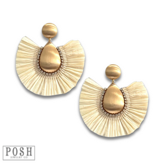 Raffia fan earring - LC