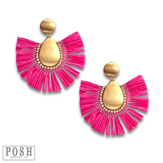 Raffia fan earring - LC