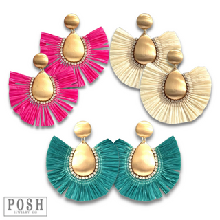 Raffia fan earring - LC