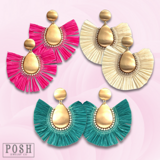 Raffia fan earring - LC