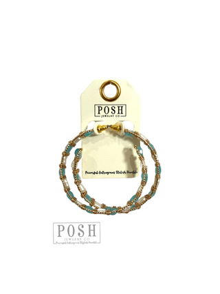 Wrapped bead hoop earring