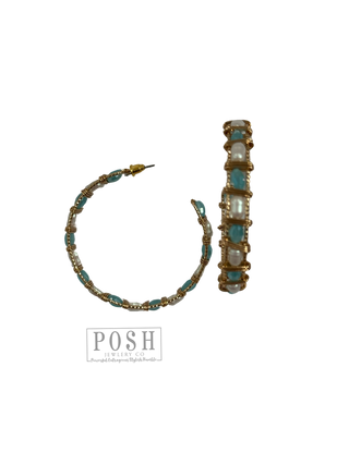 Wrapped bead hoop earring