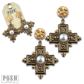 Antique look cross earring