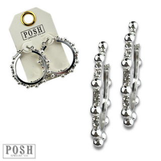 Rhinestone and beaded hoop earring