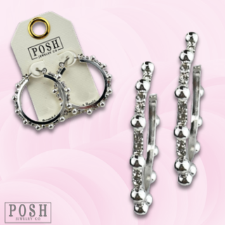 Rhinestone and beaded hoop earring