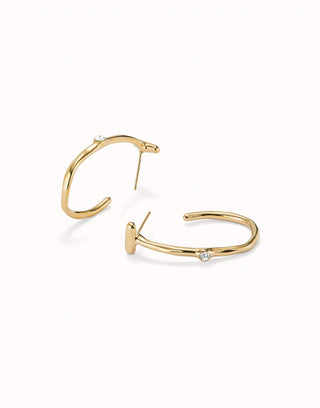 Ser Indomable Gold - Hoop earrings with white topaz