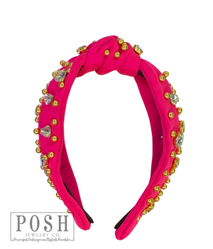 Rhinestone top knot headband - LC