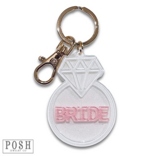 Diamond ring shape wedding keychain - LC