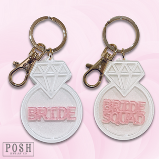 Diamond ring shape wedding keychain - LC