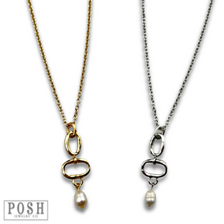 Chain necklace with pearl drop - LC