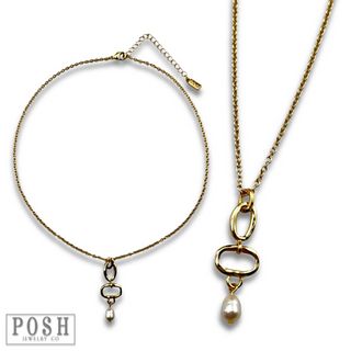 Chain necklace with pearl drop - LC