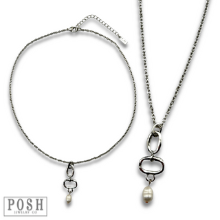 Chain necklace with pearl drop - LC