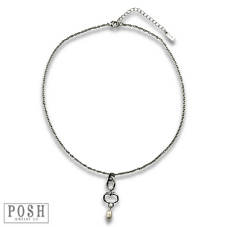 Chain necklace with pearl drop - LC