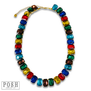 Multi-color rhinestone necklace - LC