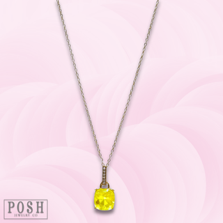 Large yellow rhinestone solitaire necklace - LC