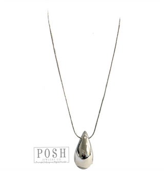 Raindrop pendant, fine chain necklace