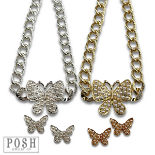 Pearl butterfly post earring