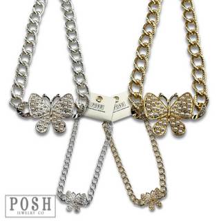 Pearl butterfly chain necklace