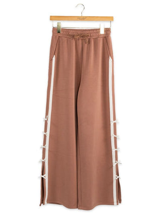 Latte Ribbon Side-Slit Pants