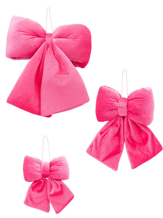 Plush Bow Holiday Ornament - Pink