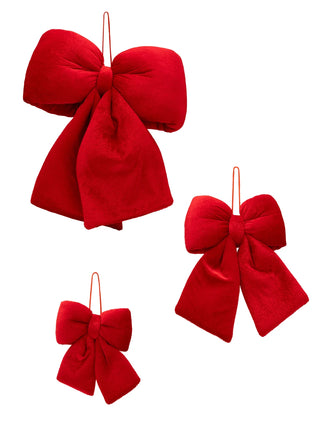 Plush Bow Holiday Ornament - Red