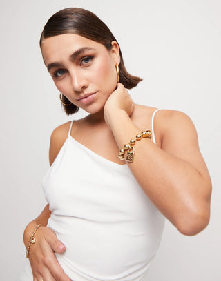 Copito de Nieve Bracelet- Gold - Beaded bracelet with padlock