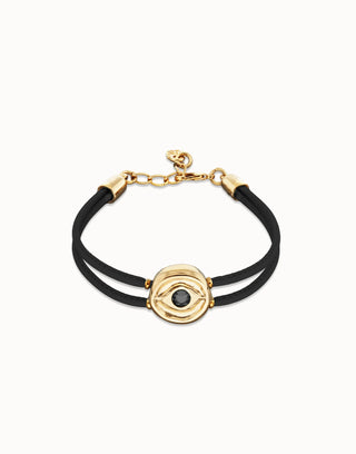 Ser Intuitiva May - Double Black leather birthstone bracelet with eye