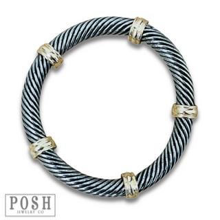 Cable wire stretch bangle bracelet, last call
