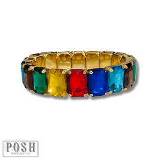 Colorful rectangle rhinestone bracelet - LC