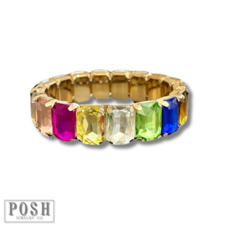 Colorful rectangle rhinestone bracelet - LC