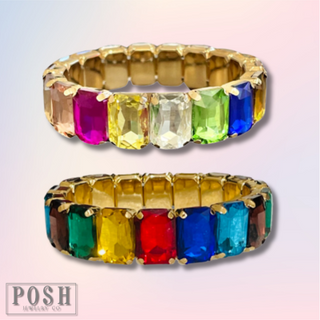 Colorful rectangle rhinestone bracelet - LC